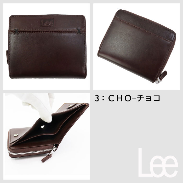 Lee（リー） 財布 0520693 二つ折り 本革 ラウンドジップ クロス