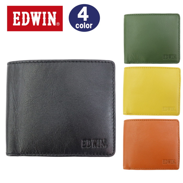 EDWIN（エドウィン） 財布 0510657 二つ折り 財布 ロゴ型押し 山羊革