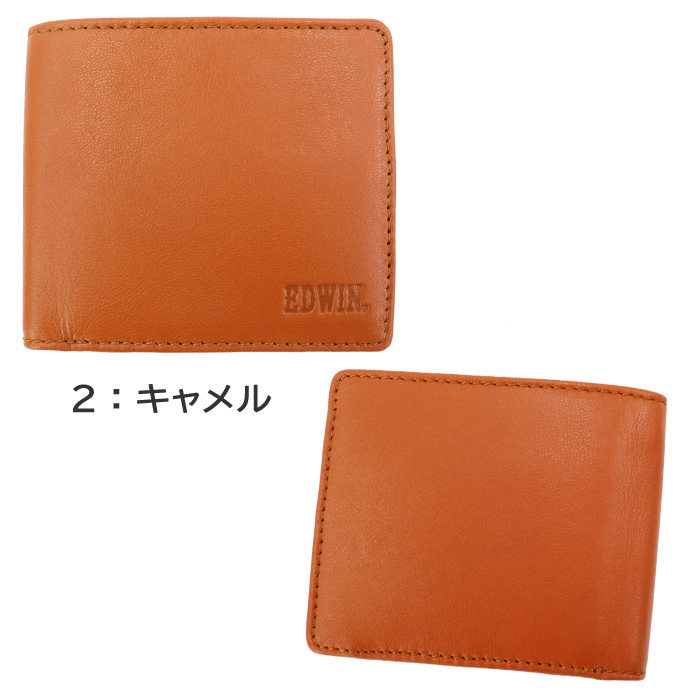 EDWIN（エドウィン） 財布 0510657 二つ折り 財布 ロゴ型押し 山羊革