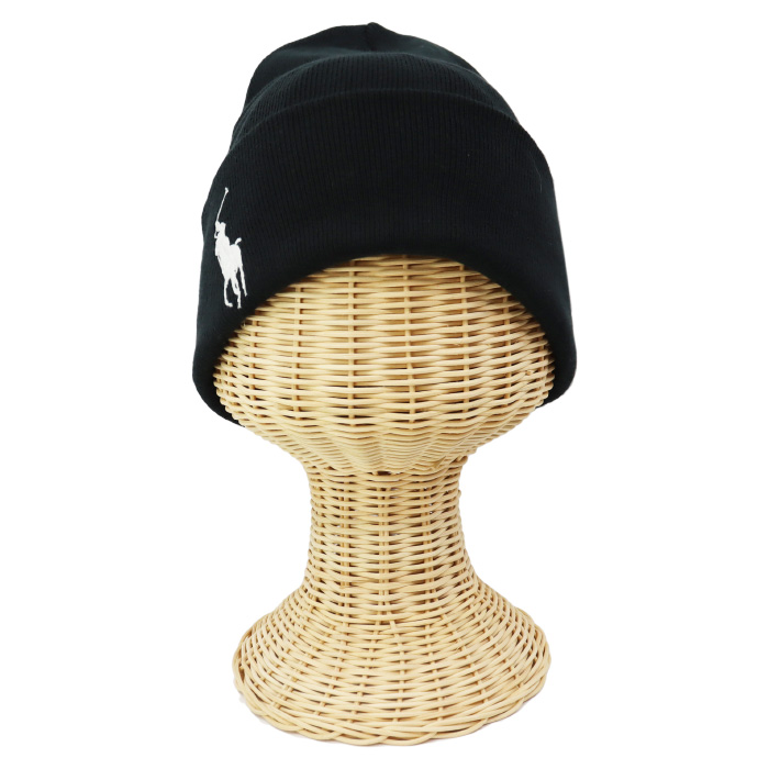 【新品 未使用】Polo Ralph Lauren ニット帽 刺繍　ブラック POLO RALPH LAUREN ポロ ラルフローレン ニット帽 PC1199 BLACK