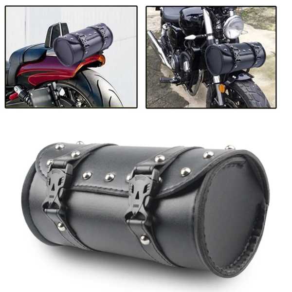 互換品】 防水 レザーバイクバッグ 黒 ハンドルバーバッグ 電気