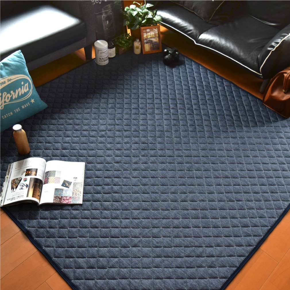 ラグ 夏用 洗える おしゃれ ひんやり 夏用ラグ ラグマット 北欧 接触冷感 キルトラグ 2畳 約180 180cm シーナ ネイビー ブラウン ホットカーペット対応 ストアポケット Yahoo ショップ 通販 Yahoo ショッピング