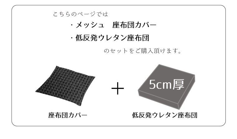 クッション 座布団 カバー低反発ウレタンセット メッシュ 約50×54×5cm 無地 カー用品 車 蒸れない 洗える 来客 55×59 stor  在宅 ワーク 勤務 :12581u5:ストアポケット Yahoo!ショップ - 通販 - Yahoo!ショッピング