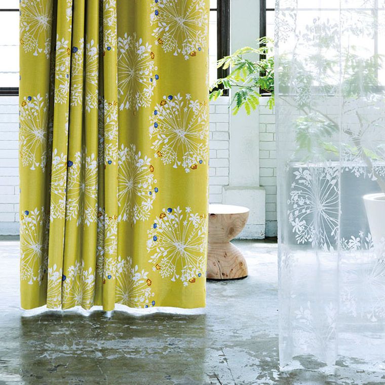 カーテン 遮光 2級 幅100×丈135cm (2枚組) イエロー 花柄 フラワー
