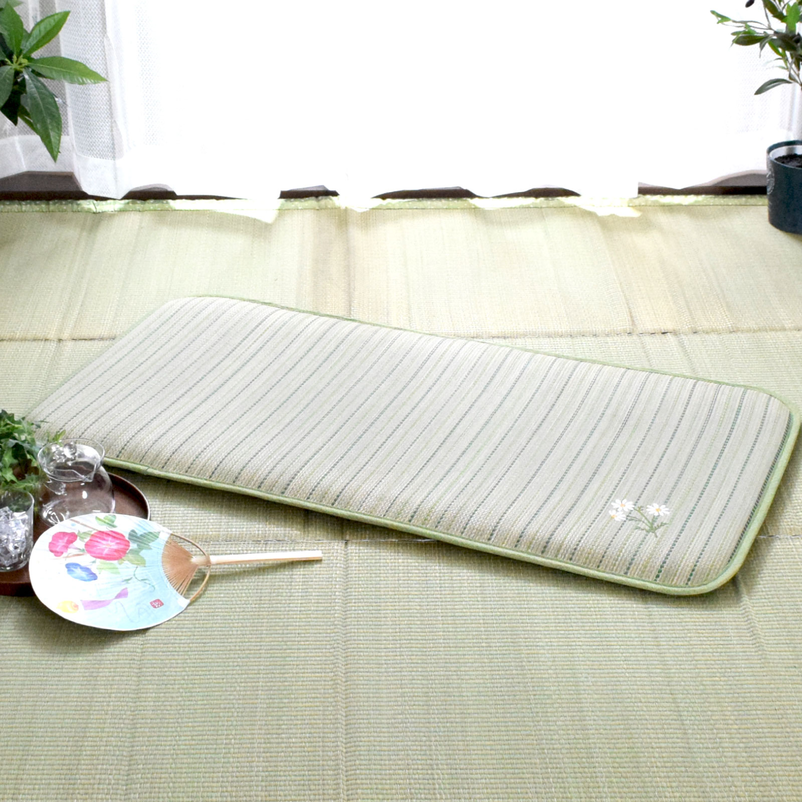 い草 長座布団 夏用 涼感 涼しい 約60×110cm 長方形 ロングクッション