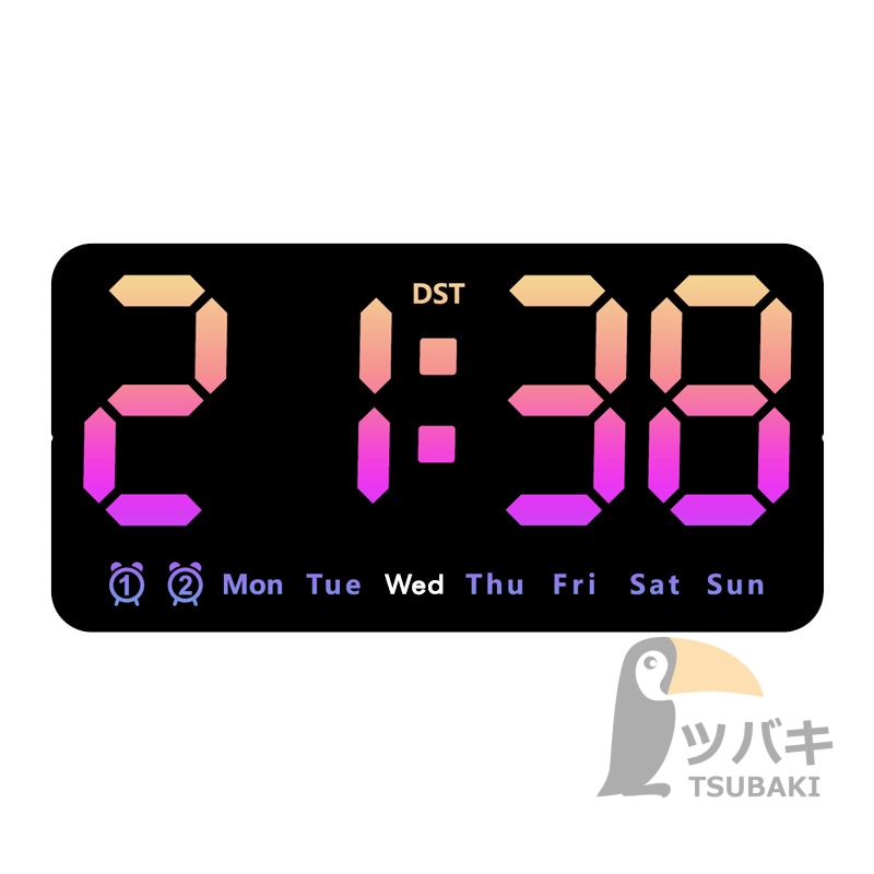 デジタル時計 大型 壁掛け時計 目覚まし時計 アラーム2個 DST