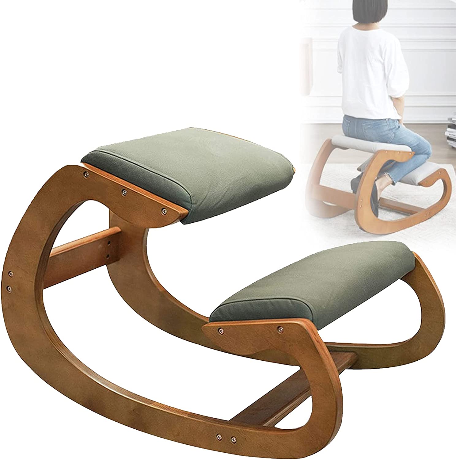 バランスチェア イージー 学習椅子 木製 骨盤サポートチェア 座椅子 腰痛 オフィスチェアー 高齢者子供女性男性 向けニーリングチェア姿勢補正