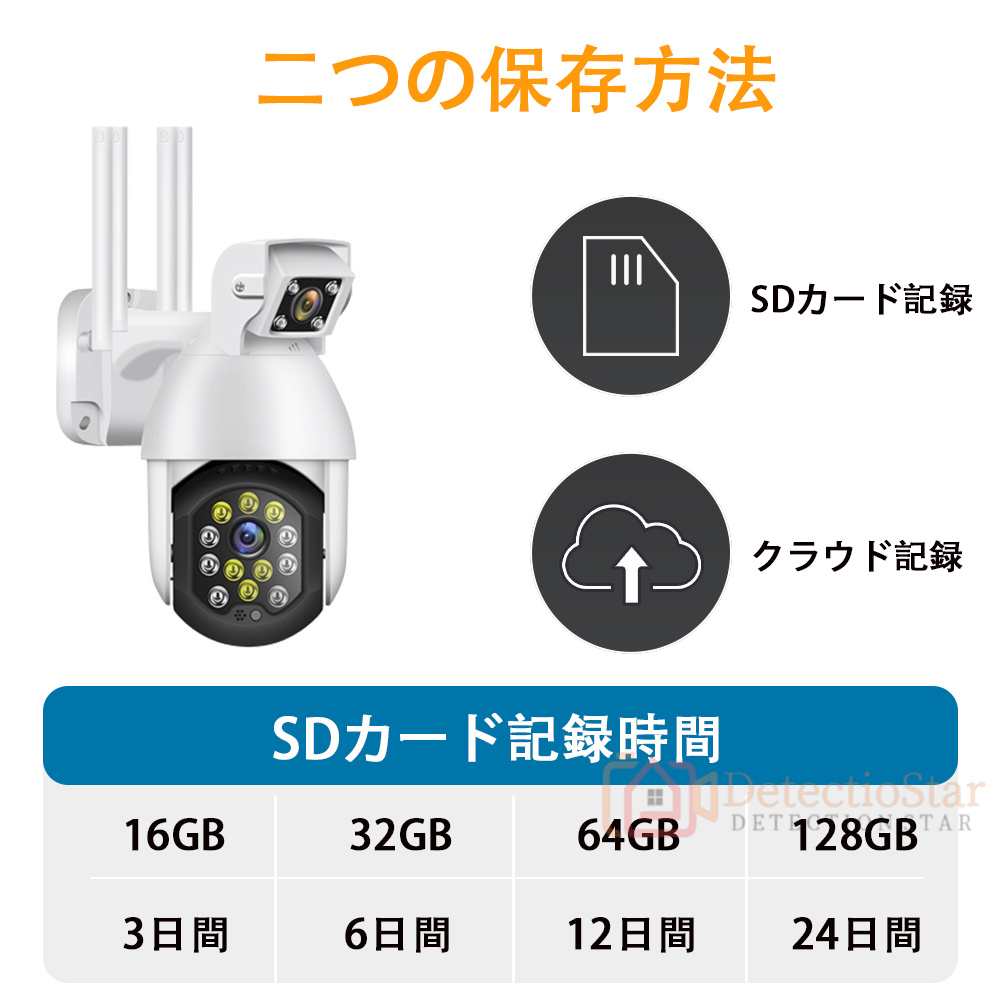 防犯カメラ 屋外通報 双方向音声通話 ドーム型 家庭用 200万画素 暗視