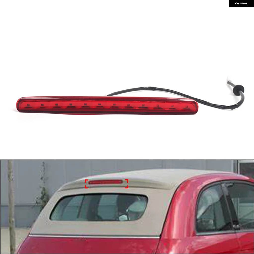 並行輸入品車リアハイ マウント ストップブレーキ ライト 77365246 68140780AA フィアット 500 コンバーチブル 2009-2019 ABS ブラック/レッドの画像