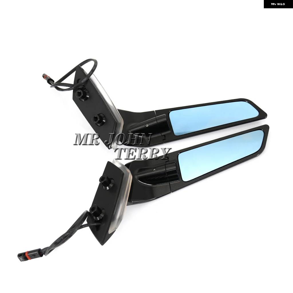 並行輸入品 バイク ミラー カスタムウィング 調整可能回転式バックミラー LEDウィンカーライト BMW S1000RR S 10