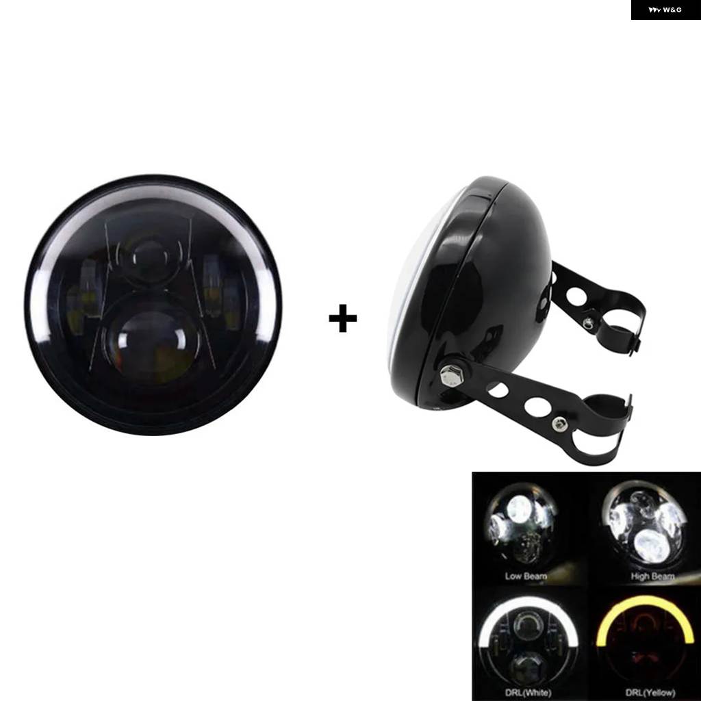 並行輸入品7インチドットSAE E9 オートバイ ヘッドランプ アングルアイLED ヘッドライト 付き7インチ ハウジング バケット トリム リング BMW ホンダ カ_12