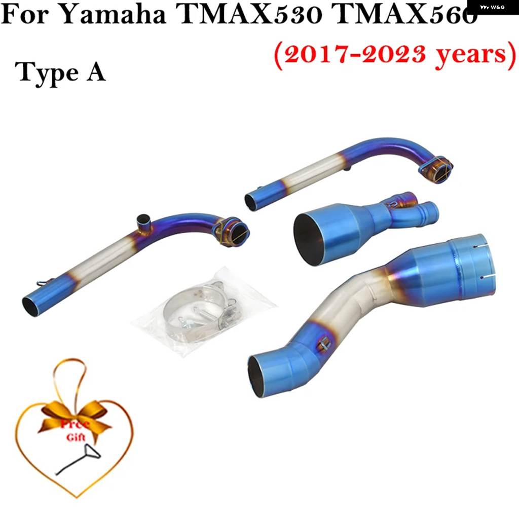 並行輸入品ヤマハ 560 500 TMAX530 2017 - 2023年モデル用スリップオン バイク 排気 アウトレット フロントミドルリンク パイプ 接続51MM_2