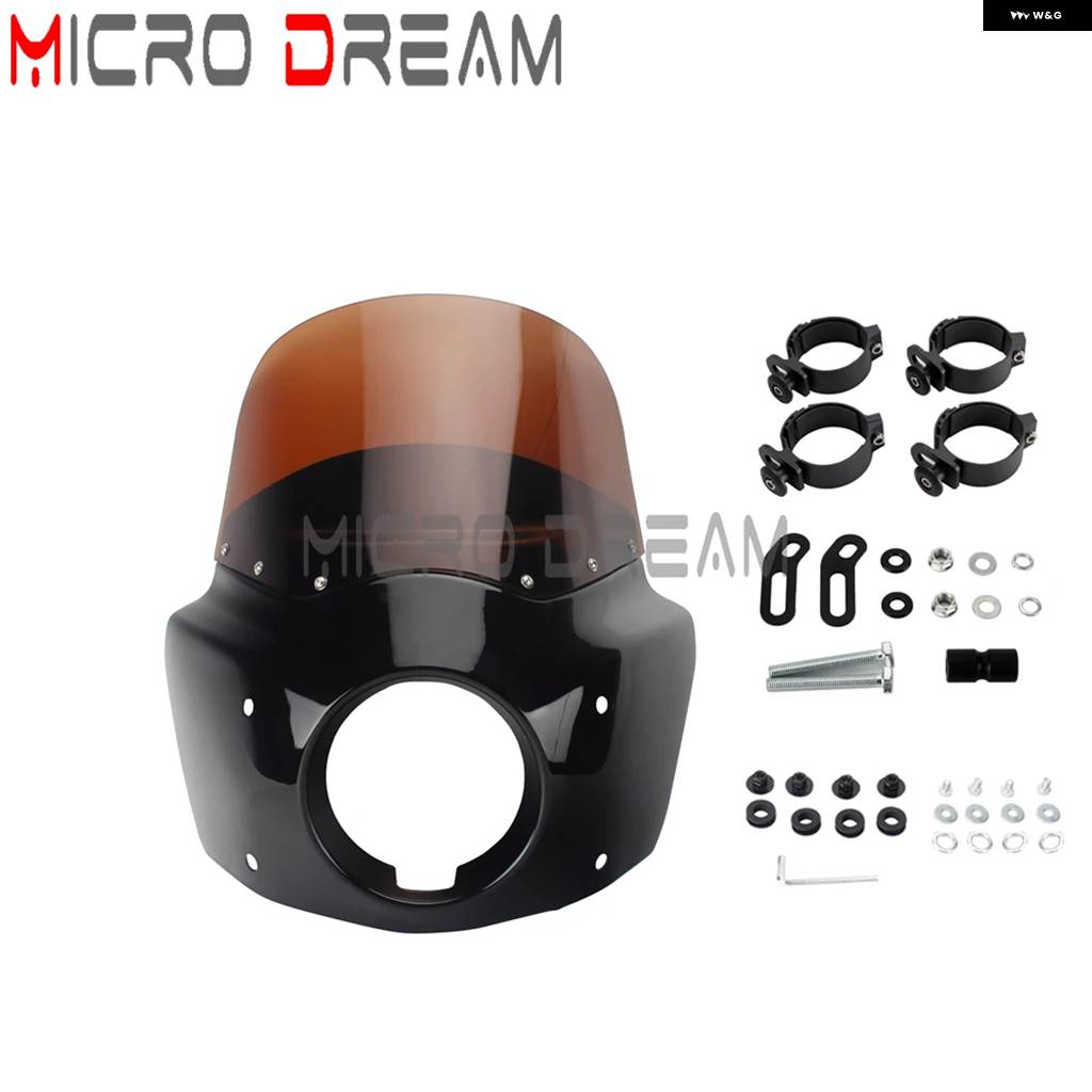 並行輸入品 クラブ スタイル ヘッドライト フェアリング 11インチ 15インチ ウインドシールド ヘッドライト マウント ブラケット_4