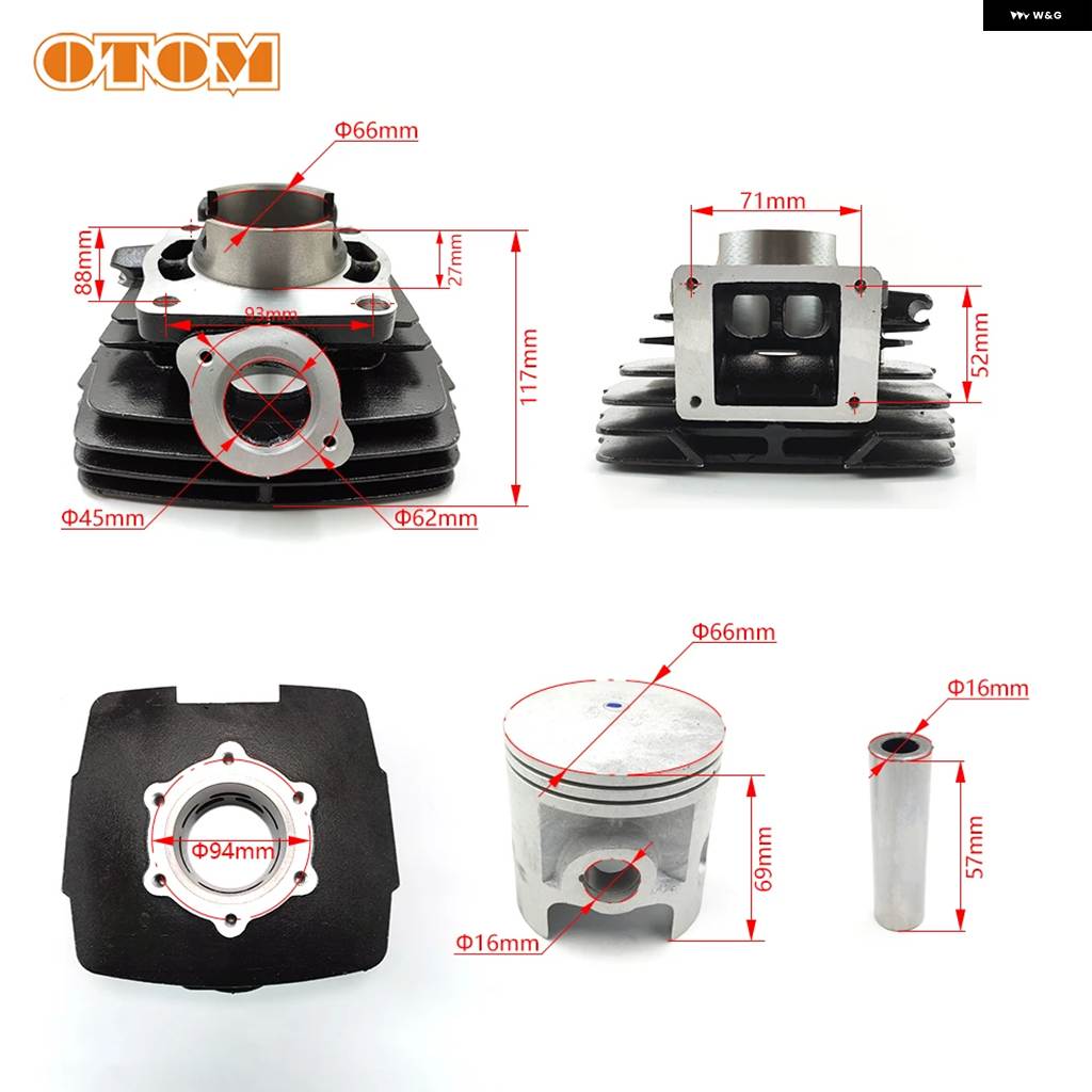 並行輸入品 ヤマハ DT175 MX175 STD 66MM シリンダー キット ピストンリング ピン ガスケット エンジン パーツ シリンダー ヘッ_3