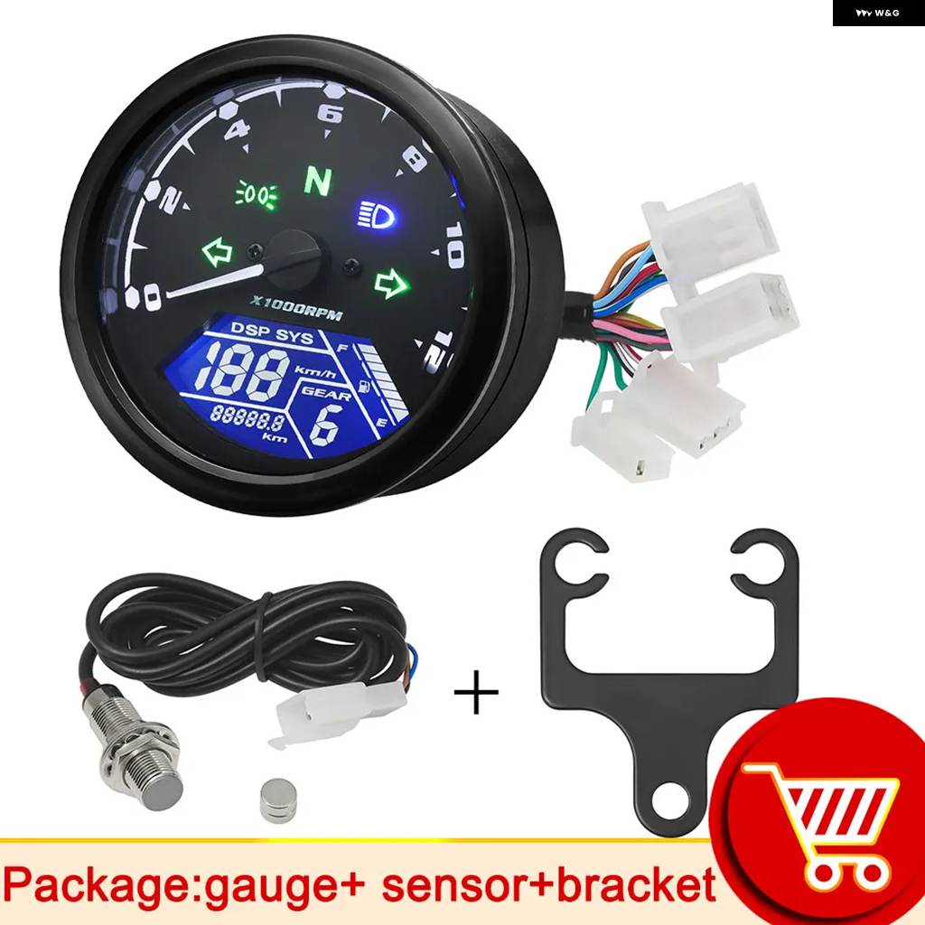 ブランド登録なし - 並行輸入品 自動二輪車 12000RMP LCD 迅速さ 米突 オドメーター タコメーター 1-4 円柱 自動二輪車 ゲージ 自動二輪車