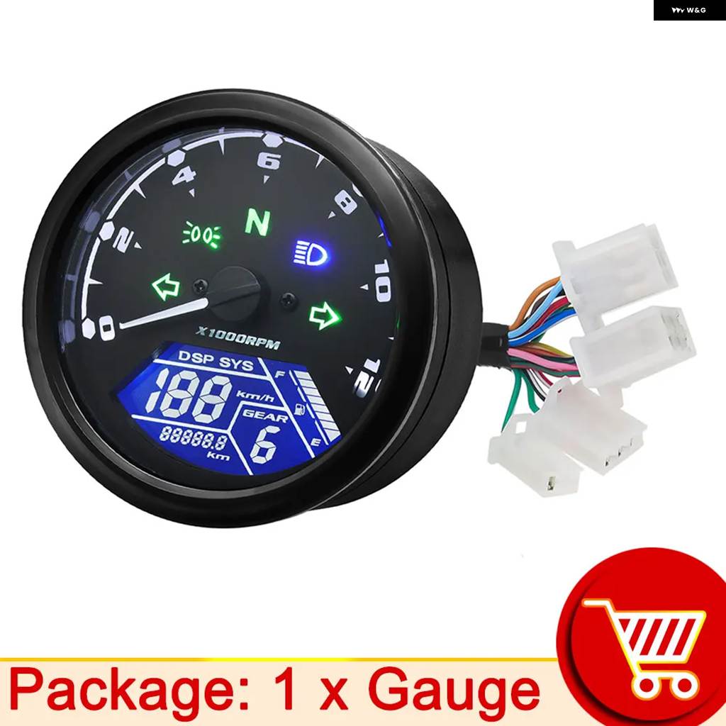 ブランド登録なし - 並行輸入品 自動二輪車 12000RMP LCD 迅速さ 米突 オドメーター タコメーター 1-4 円柱 自動二輪車 ゲージ 自動二輪車