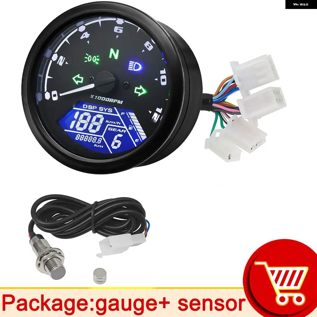 ブランド登録なし - 並行輸入品 自動二輪車 12000RMP LCD 迅速さ 米突 オドメーター タコメーター 1-4 円柱 自動二輪車 ゲージ 自動二輪車