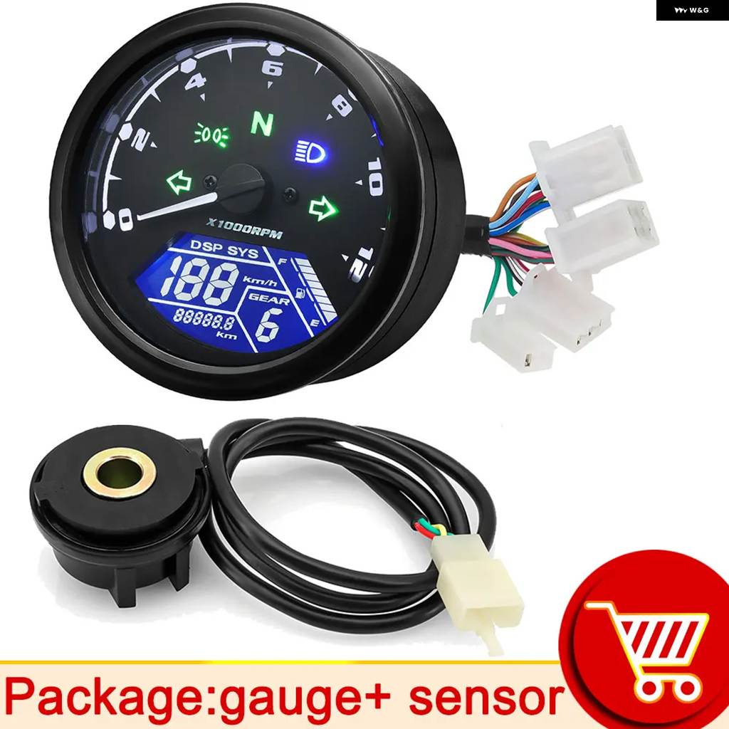 ブランド登録なし - 並行輸入品 自動二輪車 12000RMP LCD 迅速さ 米突 オドメーター タコメーター 1-4 円柱 自動二輪車 ゲージ 自動二輪車