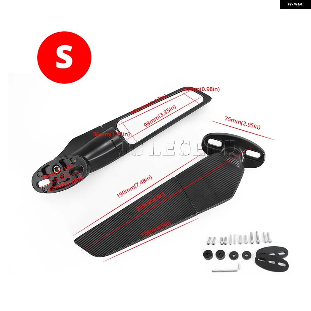 並行輸入品 オートバイ ステルス ウィングレット ミラー サイド回転ミラー ヤマハ R3 R6 R6S R15 R25 R125 V2 V3用_1