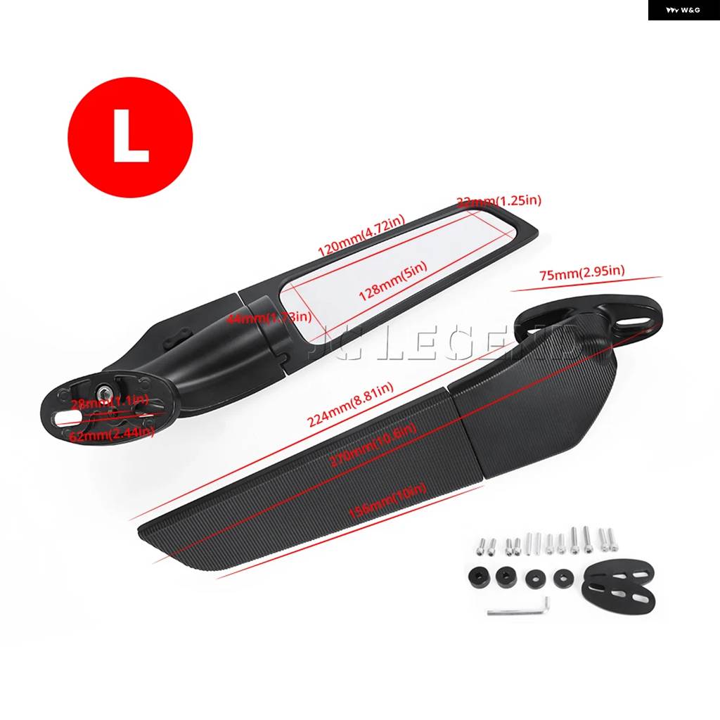 並行輸入品 オートバイ ステルス ウィングレット ミラー サイド回転ミラー ヤマハ R3 R6 R6S R15 R25 R125 V2 V3用_2