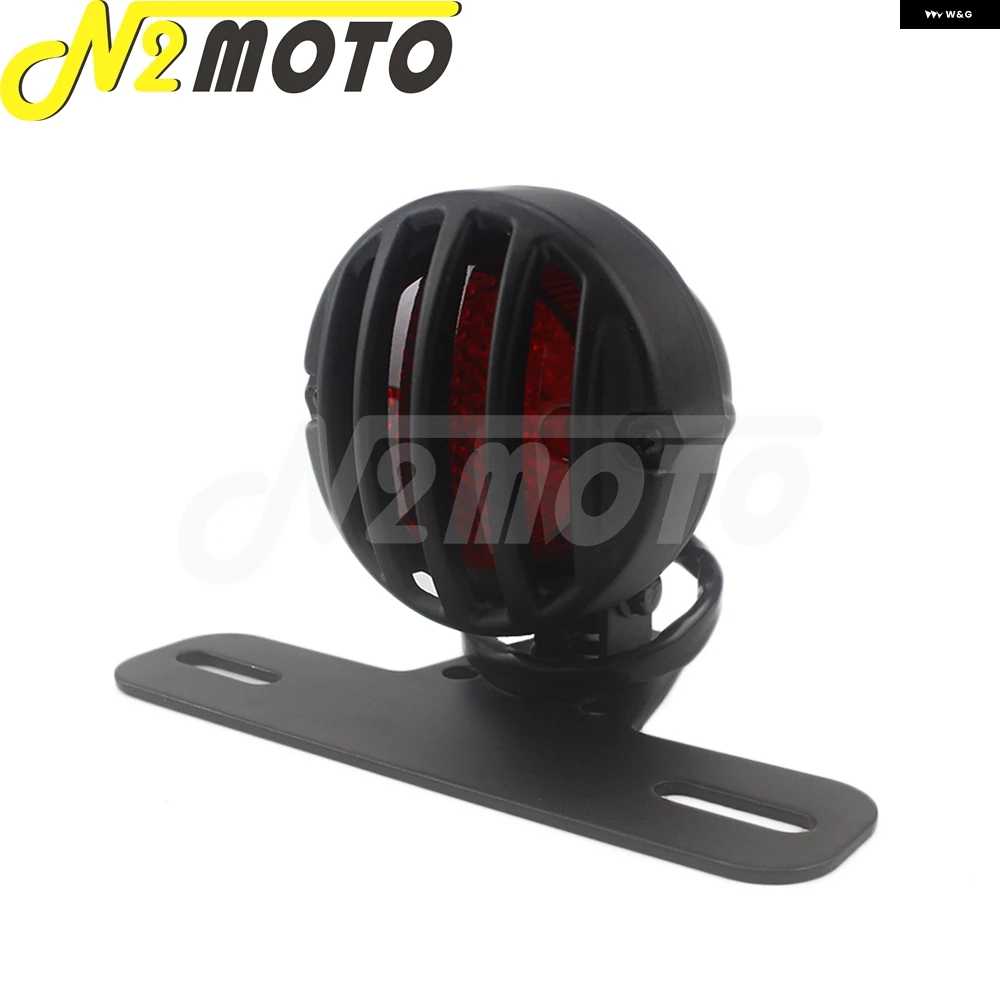 並行輸入品レトロ オートバイ バイク 12V LED リアブレーキ テールライト 真鍮 グリル カバー 3インチストップテールランプ ホンダ スズキ カワサの画像
