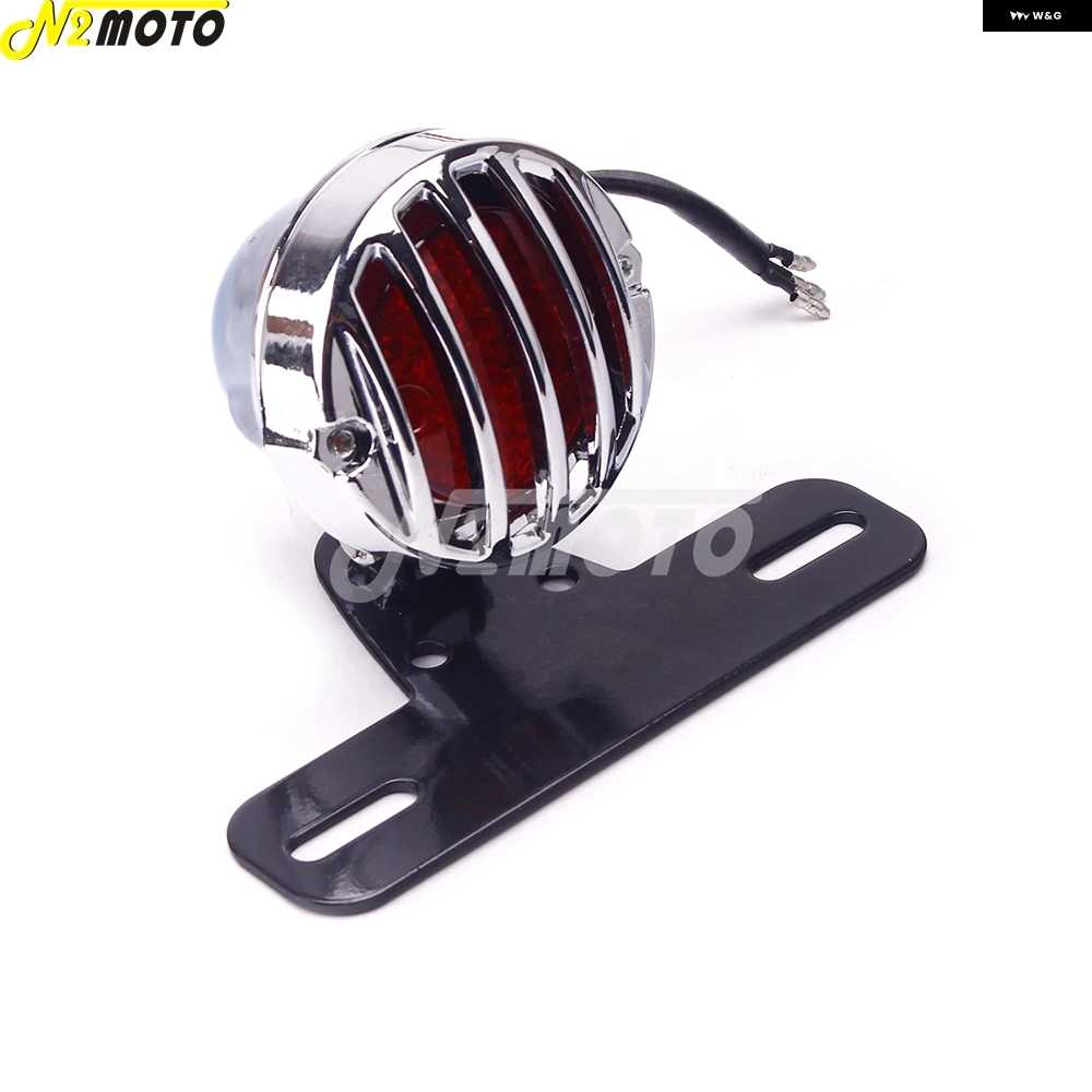 並行輸入品レトロ オートバイ バイク 12V LED リアブレーキ テールライト 真鍮 グリル カバー 3インチストップテールランプ ホンダ スズキ カワサの画像