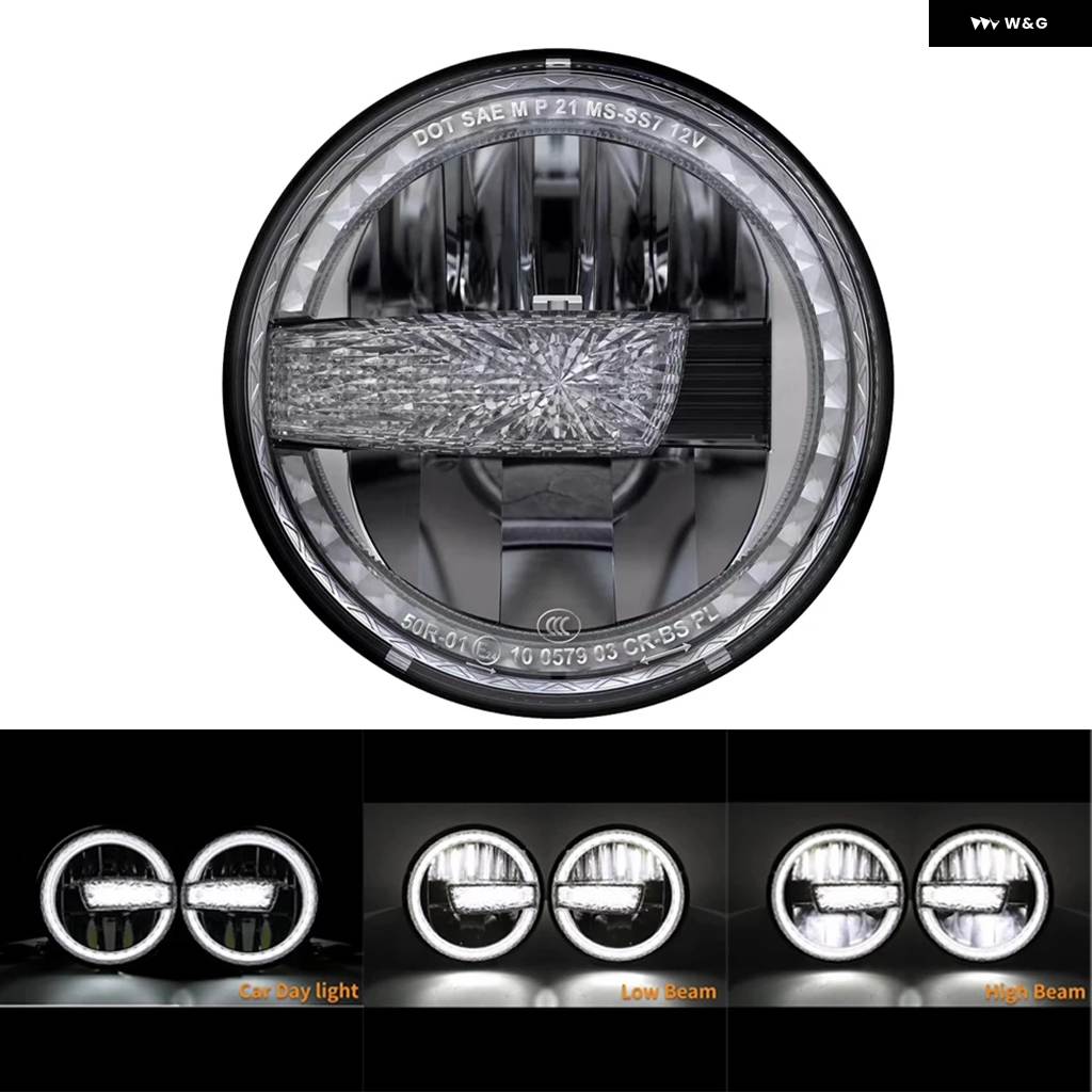 並行輸入品 オートバイ 7インチ LED ヘッドライト HALO DRL ランプ ハーレー ロッド ファットボーイ ヘリテージ ソ_1