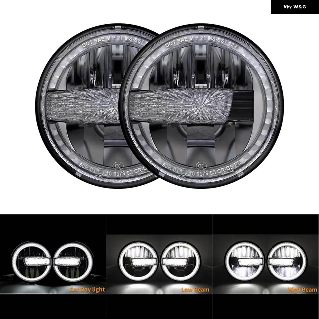 並行輸入品 オートバイ 7インチ LED ヘッドライト HALO DRL ランプ ハーレー ロッド ファットボーイ ヘリテージ ソ_2