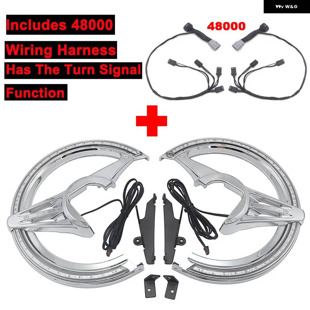 並行輸入品ホンダ ゴールドウィングF6B 2018-UP 2020 2021年GL1800 バイク ブラッククローム LED フォーク マウント ナビライトとローターカバー_9