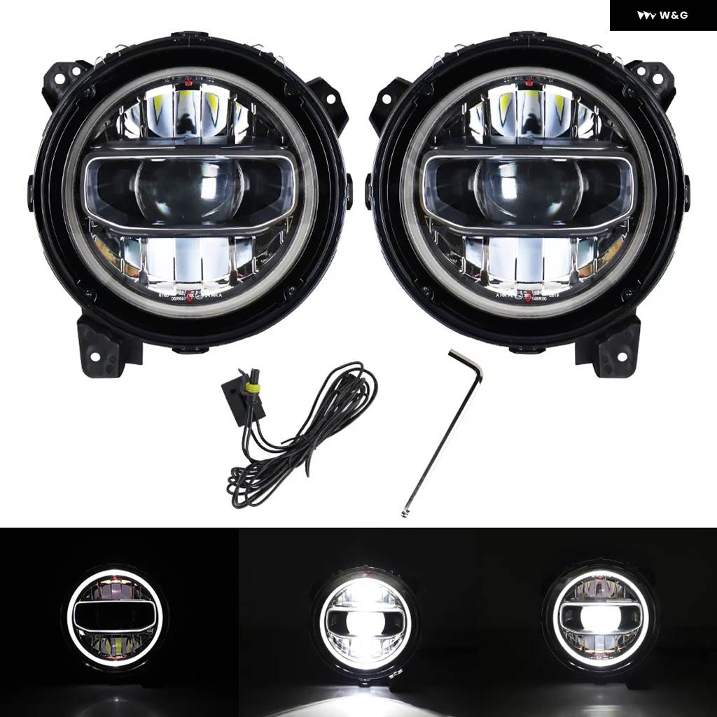 並行輸入品 9インチ LED ヘッドライト ハイ/ロービーム ハロー DRL ライト ジープ ラングラー JL JLU JT ルビコン 18-23 E24_1
