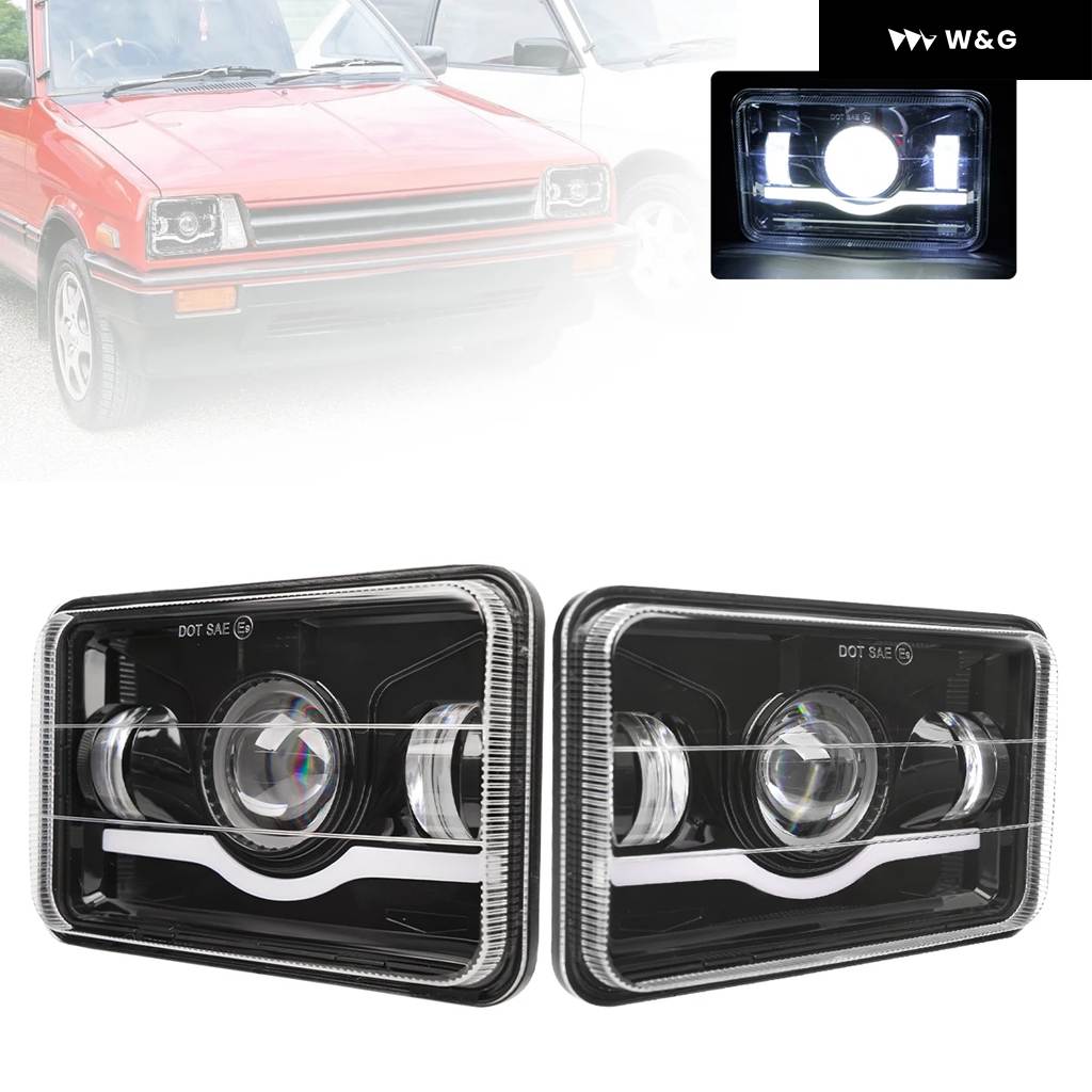 並行輸入品 12V 24V 4X6インチ LED H4 ヘッドライト LEDワークライト DRL ハイローシールビーム オフロード ヘッドランプ 車 ジープ オートバイ バイク トの画像
