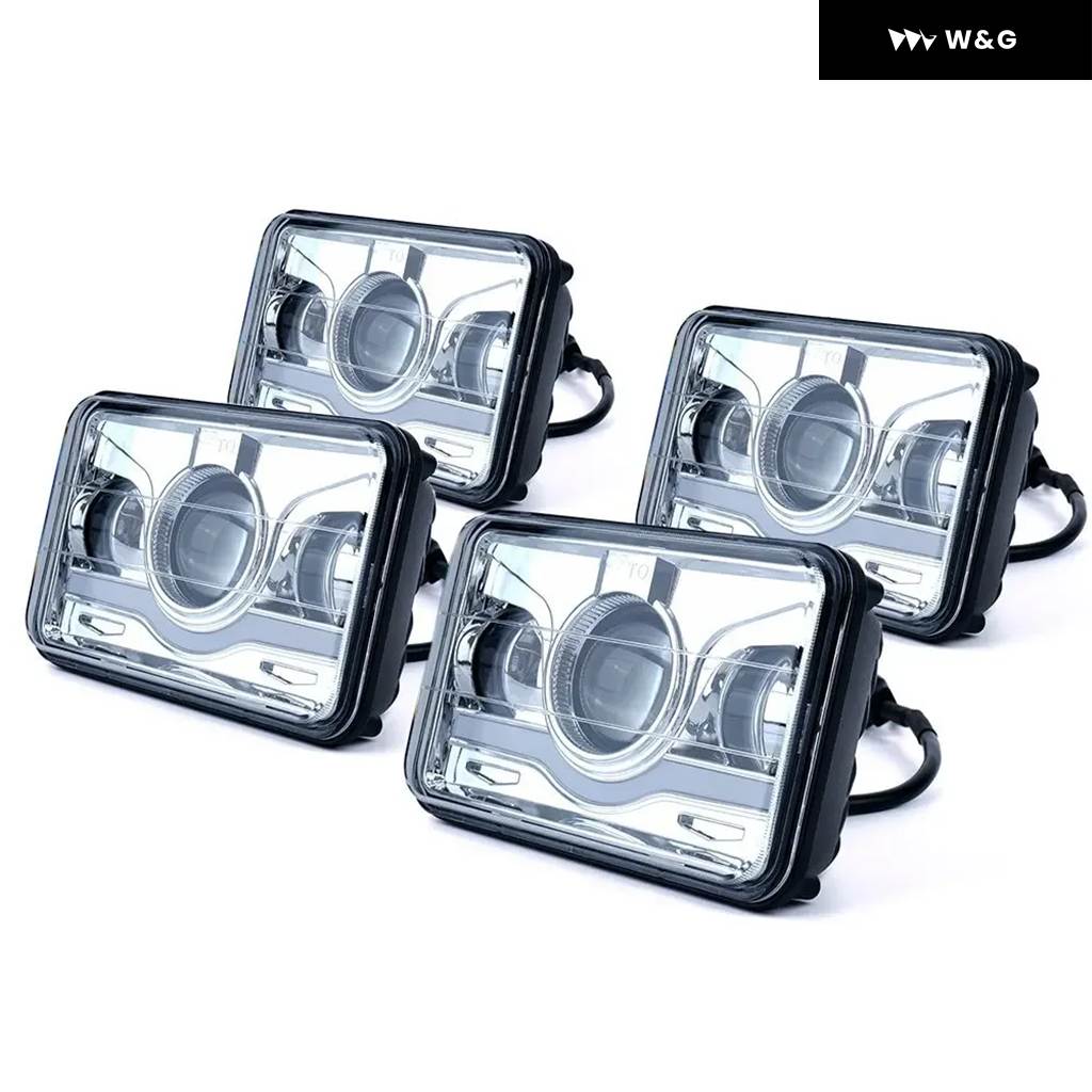 並行輸入品 12V 24V 4X6インチ LED H4 ヘッドライト LEDワークライト DRL ハイローシールビーム オフロード ヘッドランプ 車 ジープ オートバイ バイク トの画像