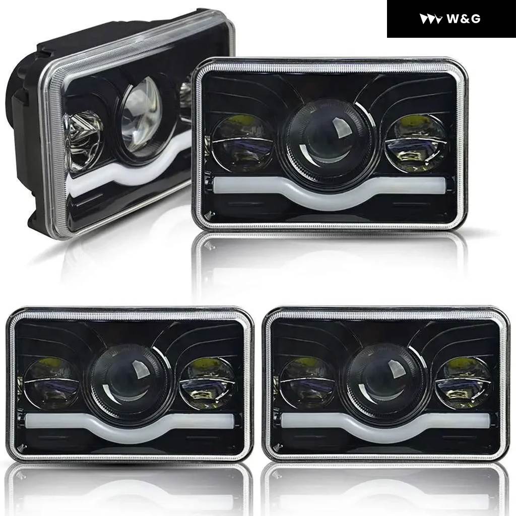 並行輸入品 12V 24V 4X6インチ LED H4 ヘッドライト LEDワークライト DRL ハイローシールビーム オフロード ヘッドランプ 車 ジープ オートバイ バイク トの画像