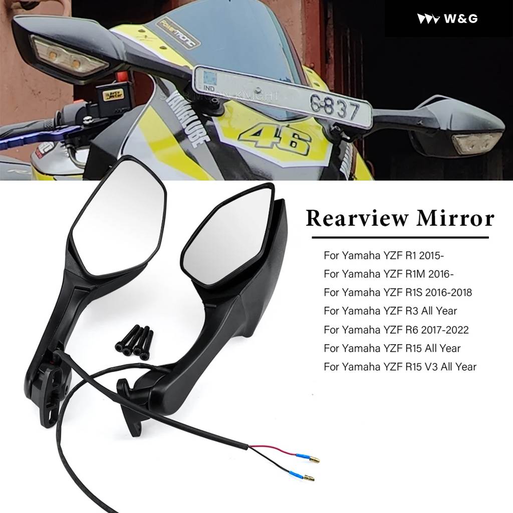 並行輸入品 LEDウィンカー付き オートバイ バイク サイドバックミラー ヤマハ YZF R3/R15/R15 V3/R1 2015- /R1M 2016- /R6 2017-2022_2
