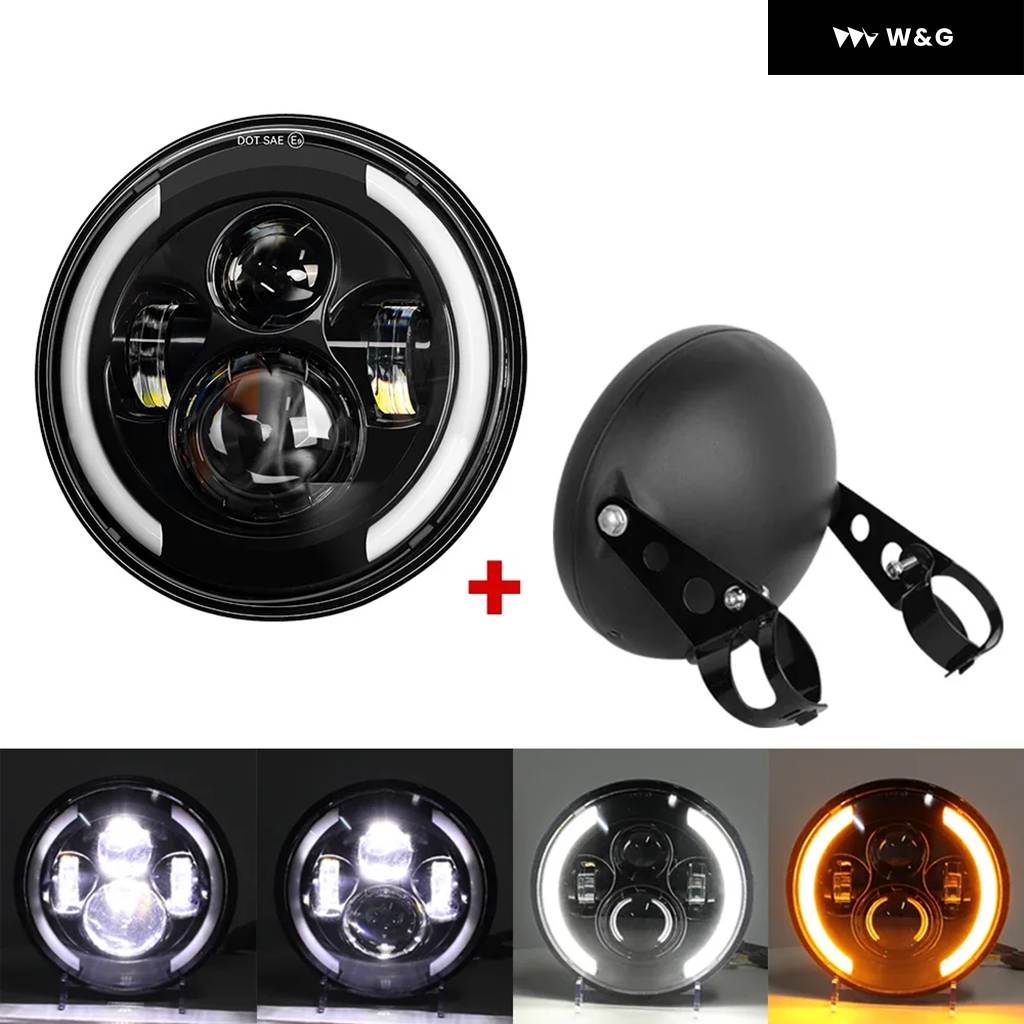 並行輸入品 7.5インチ オートバイ バイク ヘッドライト カフェレーサー 7.5インチ カフェレーサー ラウンド オートバイ バイク LED ヘッドランプ ヘッ_5