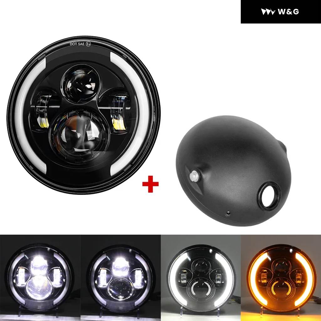 並行輸入品 7.5インチ オートバイ バイク ヘッドライト カフェレーサー 7.5インチ カフェレーサー ラウンド オートバイ バイク LED ヘッドランプ ヘッ_6