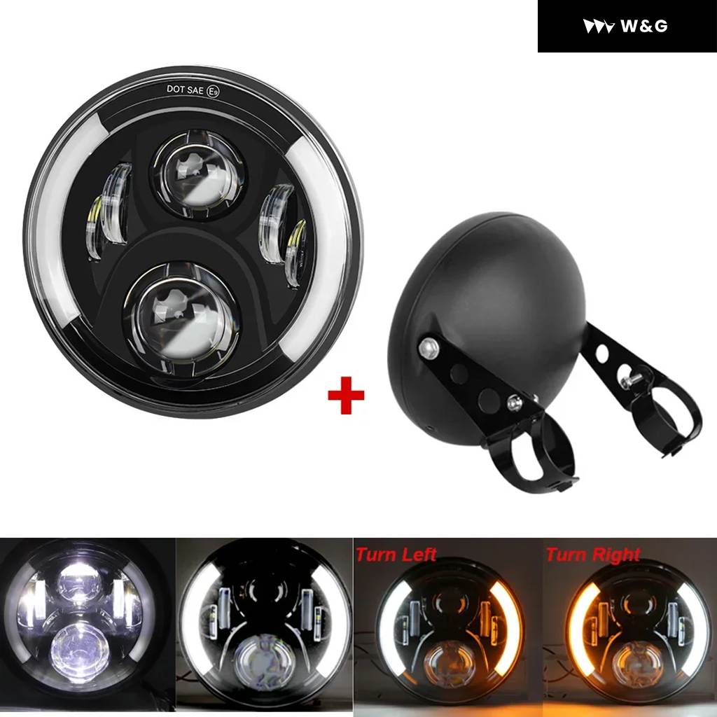 並行輸入品 7.5インチ オートバイ バイク ヘッドライト カフェレーサー 7.5インチ カフェレーサー ラウンド オートバイ バイク LED ヘッドランプ ヘッ_7