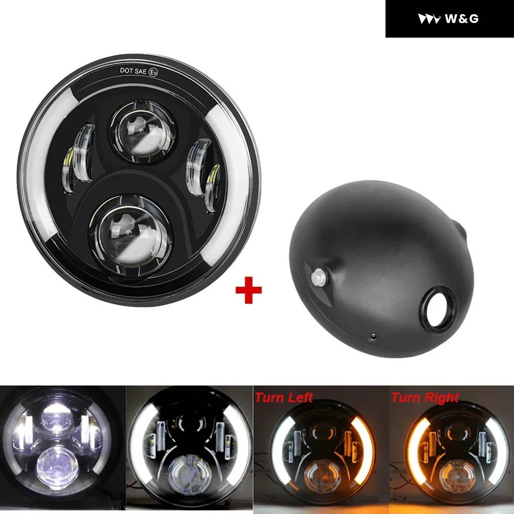 並行輸入品 7.5インチ オートバイ バイク ヘッドライト カフェレーサー 7.5インチ カフェレーサー ラウンド オートバイ バイク LED ヘッドランプ ヘッ_2