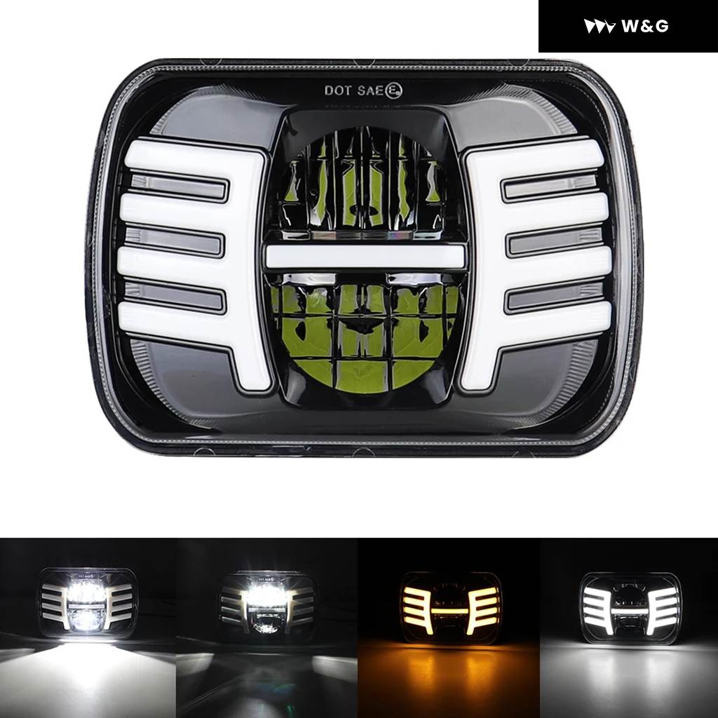 並行輸入品  5X7 スクエア LED カー ヘッドライト 7X6 ヘッドランプ DRL ウィンカー付き ジープ ラングラー YJの画像
