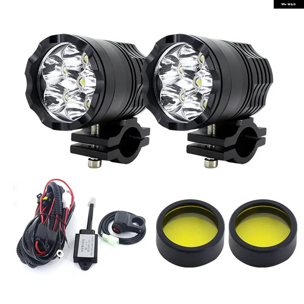 並行輸入品1セット 60W オートバイ LED 補助 フォグランプ アセンブリ ランプ ヘッドライト + フラッシュライングループ + リレー BMW マツダ 日産 ヤマの画像