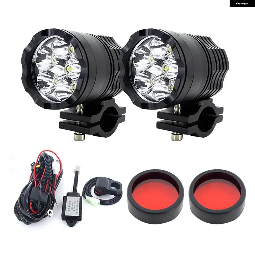 並行輸入品1セット 60W オートバイ LED 補助 フォグランプ アセンブリ ランプ ヘッドライト + フラッシュライングループ + リレー BMW マツダ 日産 ヤマの画像