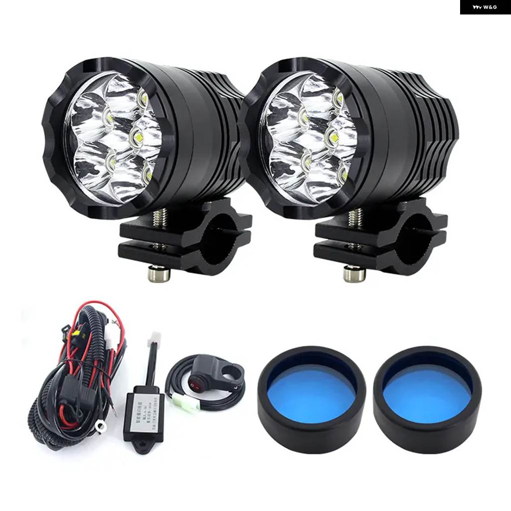 並行輸入品1セット 60W オートバイ LED 補助 フォグランプ アセンブリ ランプ ヘッドライト + フラッシュライングループ + リレー BMW マツダ 日産 ヤマの画像