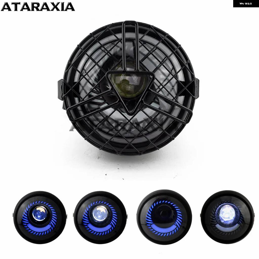 並行輸入品 ラウンドLED ヘッドランプ 距離ライトREMOTORCYCLE ヘッドライト カフェレーサー フロントライトランプシェード ライト ブラケットの画像