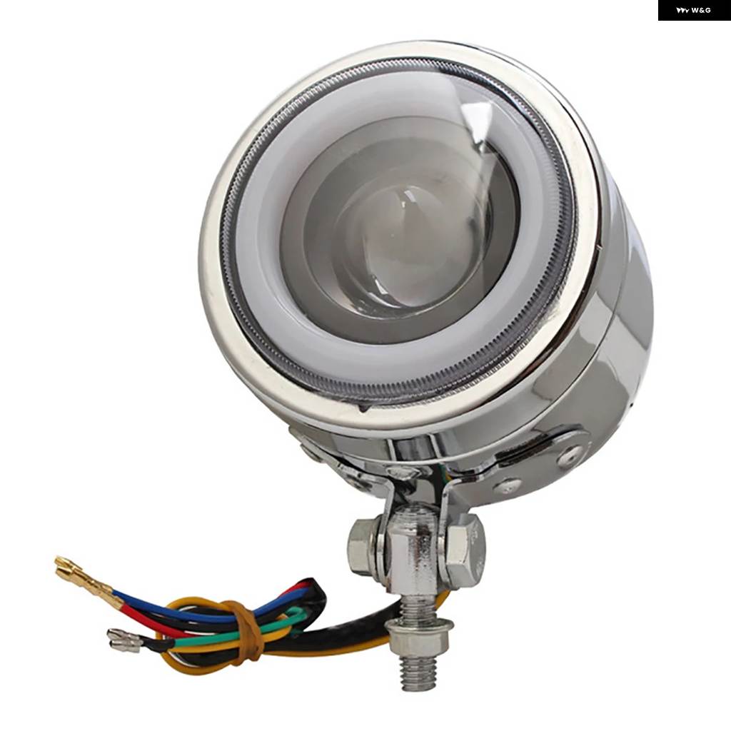 並行輸入品オートバイ レトロLED ヘッドライト フォグランプ ホワイトエンジェルアイ ハーレー カフェレーサー チョッパー 補助スポットライトランプ_1
