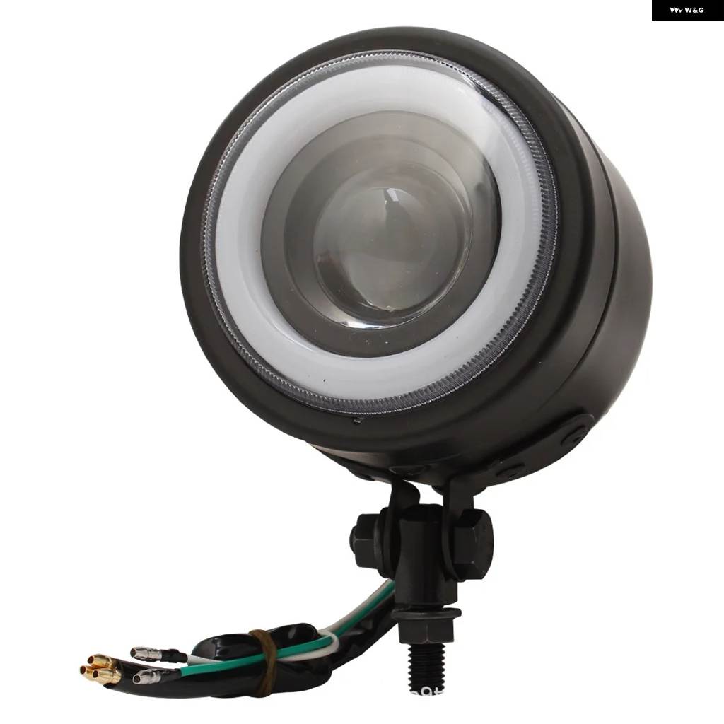 並行輸入品オートバイ レトロLED ヘッドライト フォグランプ ホワイトエンジェルアイ ハーレー カフェレーサー チョッパー 補助スポットライトランプ_2
