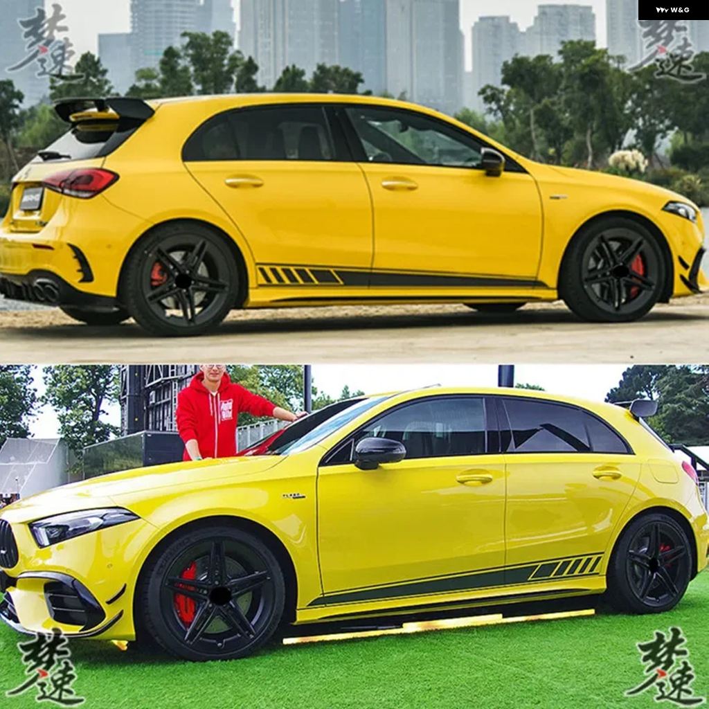 メルセデスベンツ用 ステッカー サイドスカート ストライプ GLAクラスX156 GLA180... サイドスカート 2 個車のドアサイドストライプスカートステッカー W177 A クラス AMG A35 ため 4マチックA45 S 