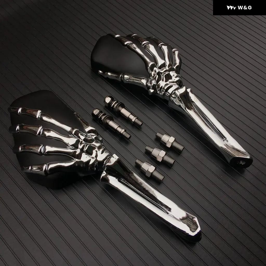 並行輸入品 ペア スカル スケルトン ハンド オートバイ バイク バックミラー サイドミラー ホンダ 汎用 ヤマハ ハーレー ク_1