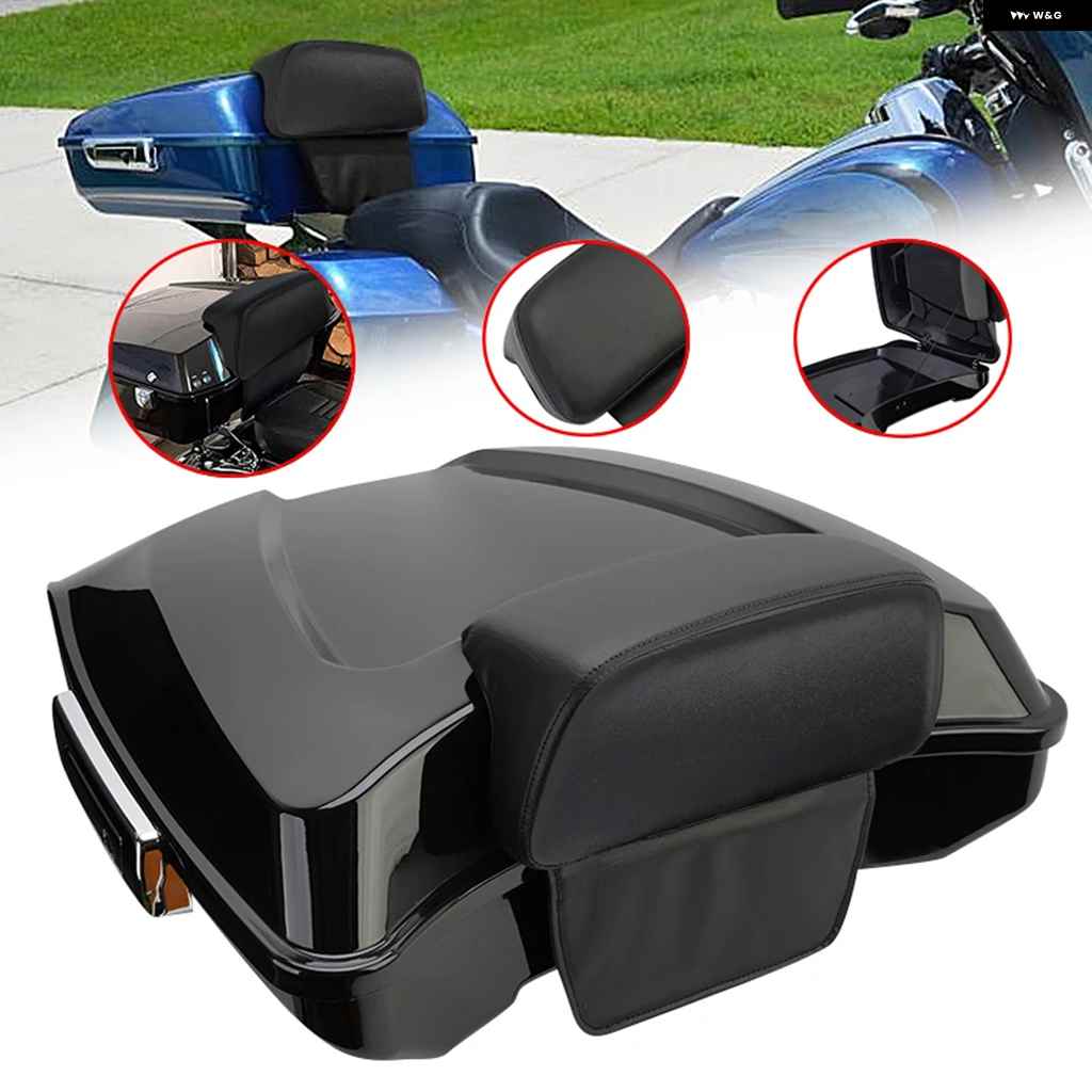 並行輸入品オートバイ バイクパック トランク ブラックラッチバックレスト付き ハーレー ツーリングエレクトラストリートグライド ウルトラ クラシック_1