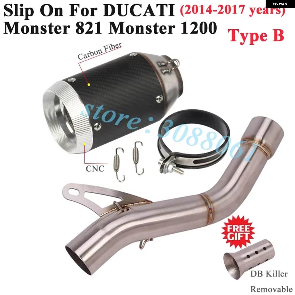 並行輸入品ドゥカティ モンスター821 1200 2014 - 2017 バイク レース用スリップオン エキゾーストエスケープカタリスト モディファイドリンク パイプ