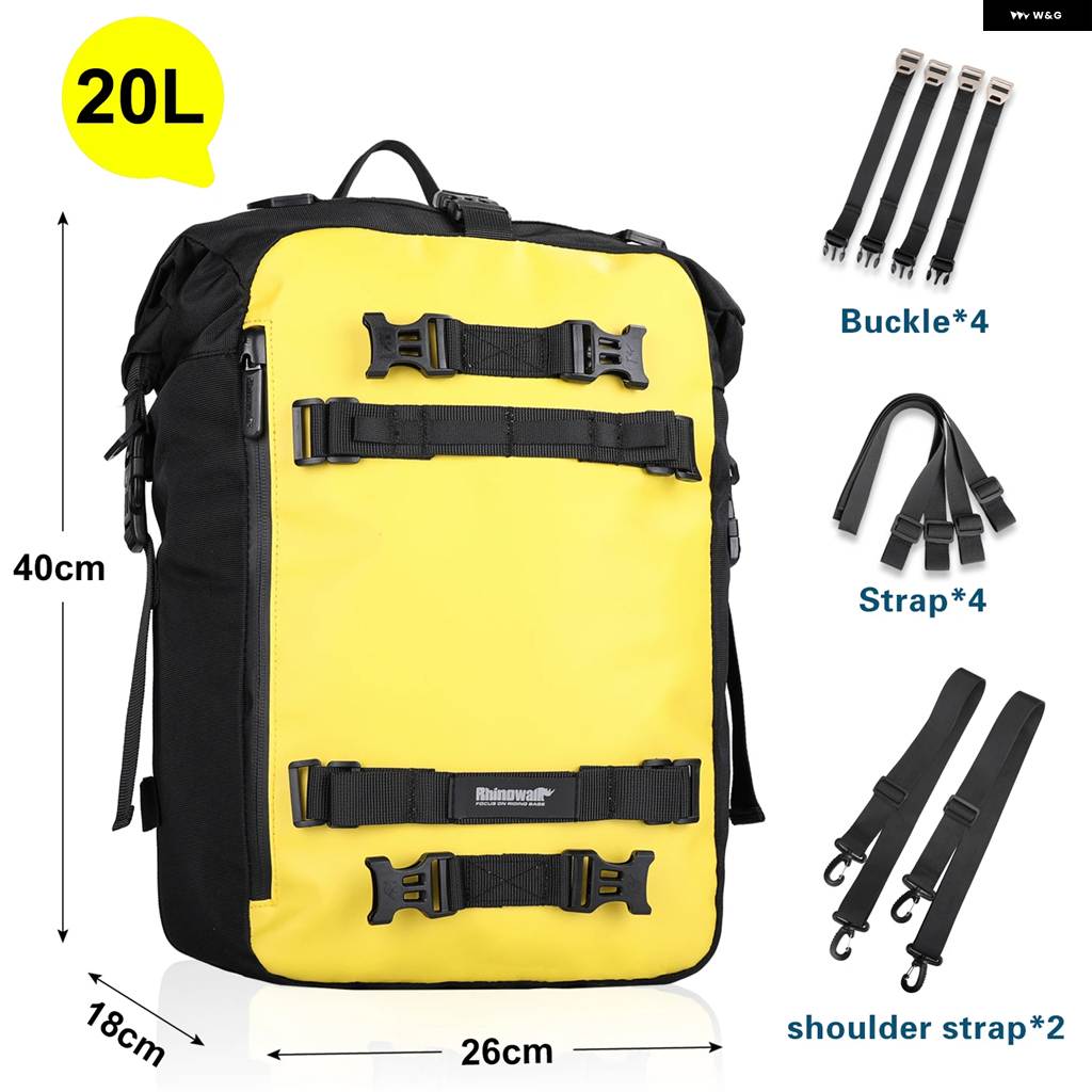 並行輸入品 バイク イエロー リアシートバッグ 10L/20L/30L 防水 ラゲッジパック テール 多機能 バンパー ベール 単品販売 カスタム パーツの画像